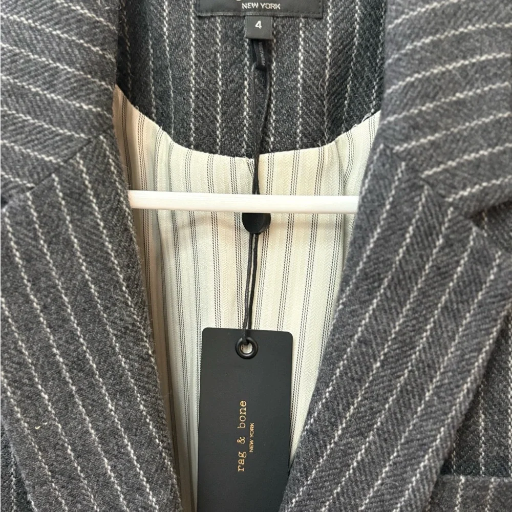 NWT | Rag & Bone Grey Stripe Charles Italian Wool Blazer - Picture 8 of 10